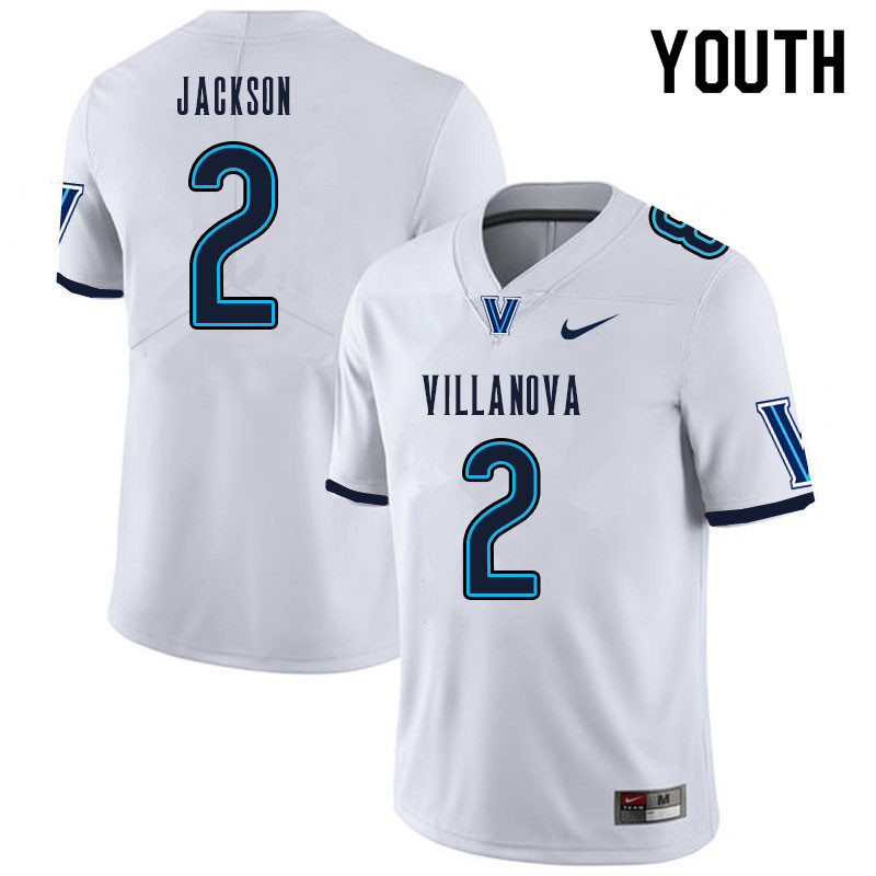 Youth #2 Jalen Jackson Villanova Wildcats College Football Jerseys Sale-White - Click Image to Close